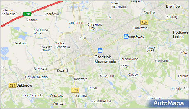 mapa Grodzisk Mazowiecki, Grodzisk Mazowiecki na mapie Targeo