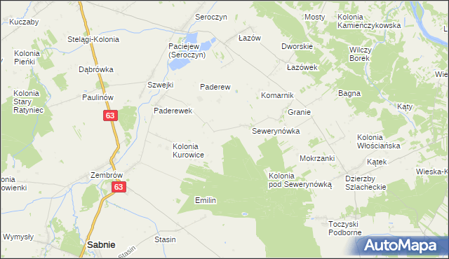 mapa Kolonia Paderewek, Kolonia Paderewek na mapie Targeo