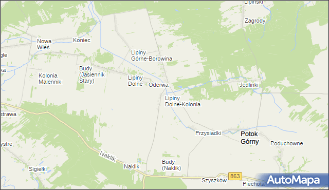 mapa Lipiny Dolne-Kolonia, Lipiny Dolne-Kolonia na mapie Targeo