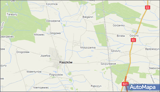 mapa Moszczanka gmina Raszków, Moszczanka gmina Raszków na mapie Targeo