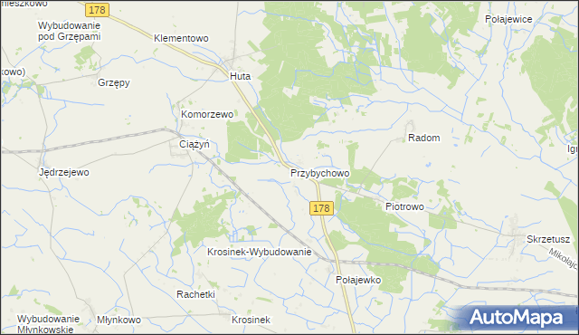 mapa Przybychowo, Przybychowo na mapie Targeo