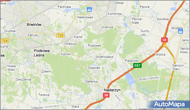 mapa Strzeniówka, Strzeniówka na mapie Targeo