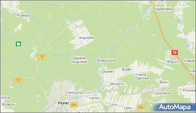 mapa Bażantarnia gmina Pionki, Bażantarnia gmina Pionki na mapie Targeo