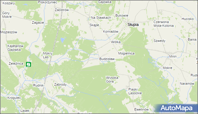 mapa Budzisław gmina Słupia Konecka, Budzisław gmina Słupia Konecka na mapie Targeo