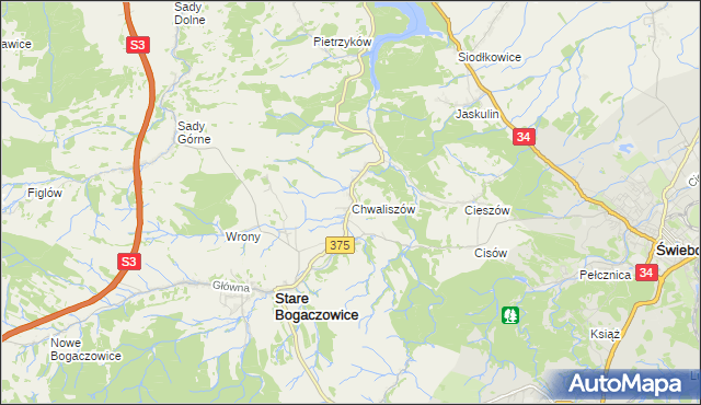 mapa Chwaliszów, Chwaliszów na mapie Targeo