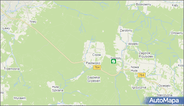 mapa Cisów gmina Daleszyce, Cisów gmina Daleszyce na mapie Targeo