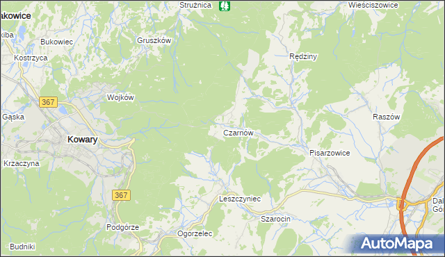 mapa Czarnów gmina Kamienna Góra, Czarnów gmina Kamienna Góra na mapie Targeo