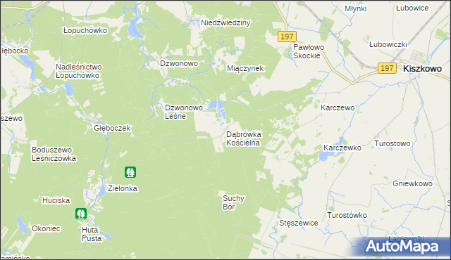 mapa Dąbrówka Kościelna gmina Kiszkowo, Dąbrówka Kościelna gmina Kiszkowo na mapie Targeo