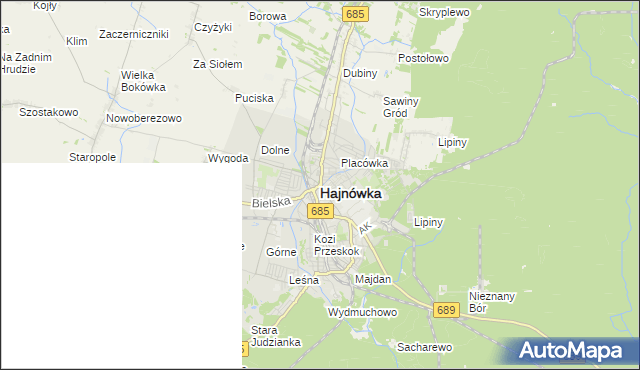 mapa Hajnówka, Hajnówka na mapie Targeo