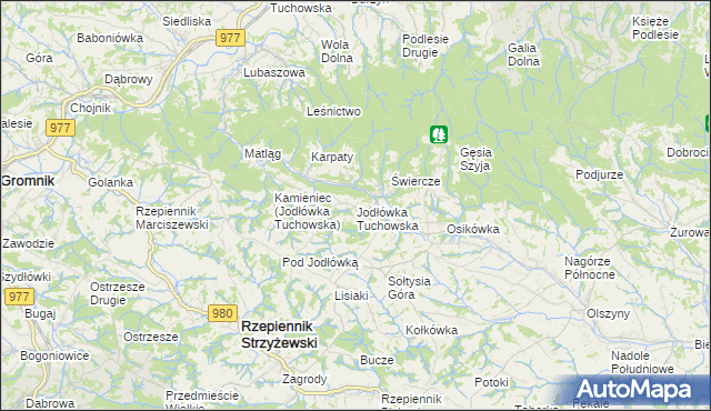 mapa Jodłówka Tuchowska, Jodłówka Tuchowska na mapie Targeo