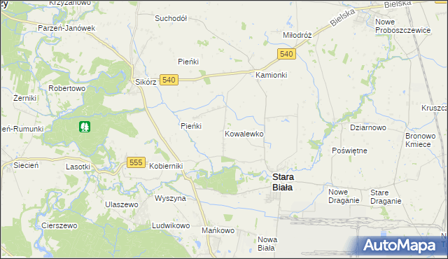 mapa Kowalewko gmina Stara Biała, Kowalewko gmina Stara Biała na mapie Targeo