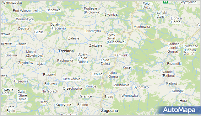 mapa Łąkta Dolna, Łąkta Dolna na mapie Targeo