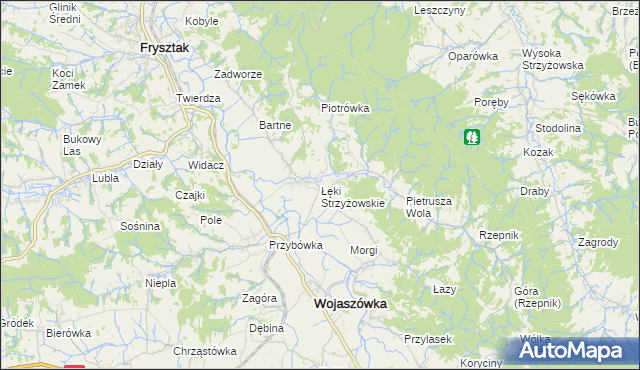 mapa Łęki Strzyżowskie, Łęki Strzyżowskie na mapie Targeo