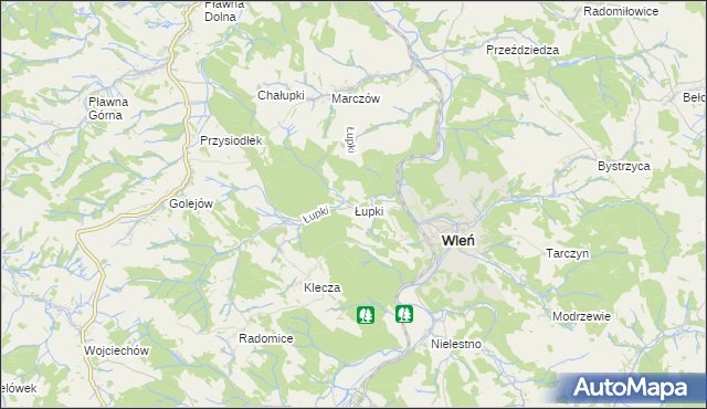 mapa Łupki gmina Wleń, Łupki gmina Wleń na mapie Targeo