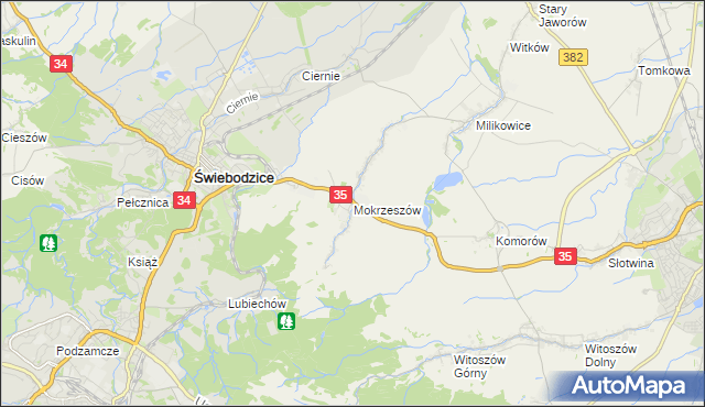 mapa Mokrzeszów, Mokrzeszów na mapie Targeo