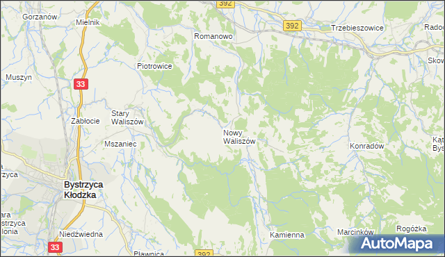 mapa Nowy Waliszów, Nowy Waliszów na mapie Targeo