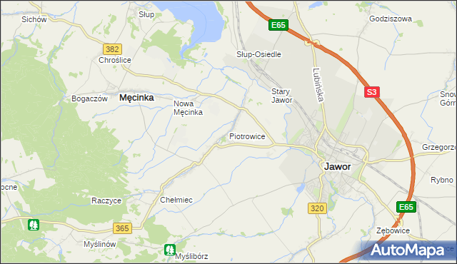 mapa Piotrowice gmina Męcinka, Piotrowice gmina Męcinka na mapie Targeo