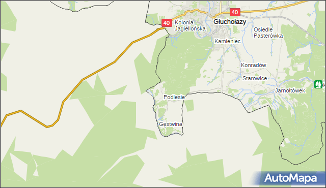 mapa Podlesie gmina Głuchołazy, Podlesie gmina Głuchołazy na mapie Targeo