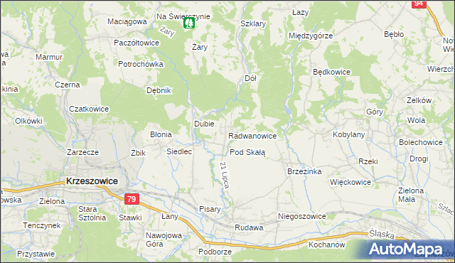 mapa Radwanowice, Radwanowice na mapie Targeo