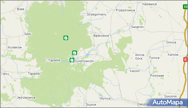 mapa Sulistrowice gmina Sobótka, Sulistrowice gmina Sobótka na mapie Targeo