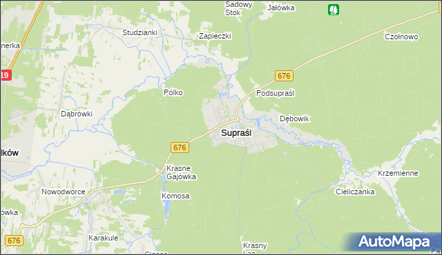 mapa Supraśl, Supraśl na mapie Targeo