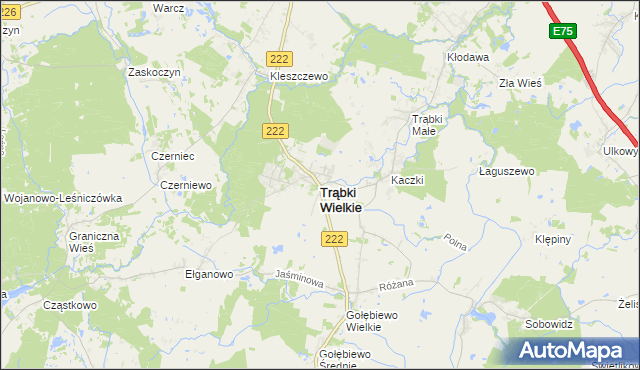 mapa Trąbki Wielkie, Trąbki Wielkie na mapie Targeo