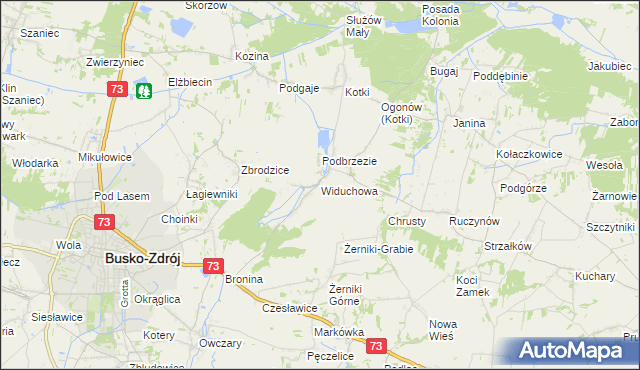 mapa Widuchowa gmina Busko-Zdrój, Widuchowa gmina Busko-Zdrój na mapie Targeo