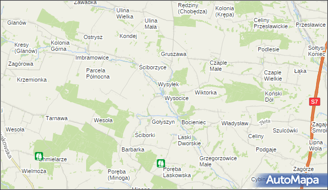 mapa Wysocice, Wysocice na mapie Targeo