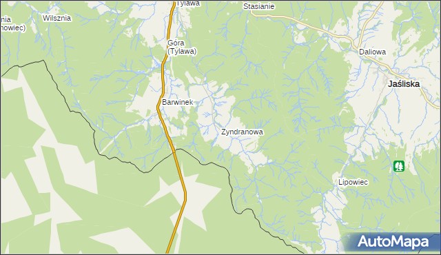 mapa Zyndranowa, Zyndranowa na mapie Targeo