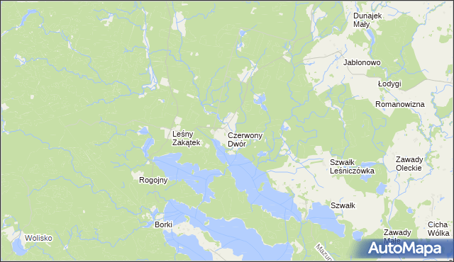 mapa Czerwony Dwór gmina Kowale Oleckie, Czerwony Dwór gmina Kowale Oleckie na mapie Targeo