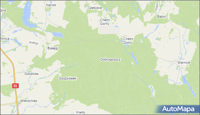mapa Dobrogoszcz gmina Trzcińsko-Zdrój, Dobrogoszcz gmina Trzcińsko-Zdrój na mapie Targeo