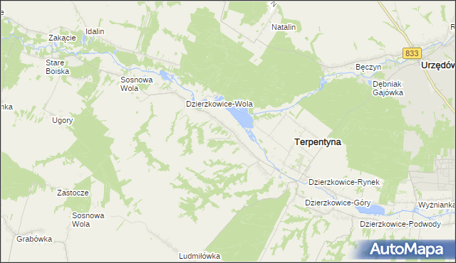 mapa Dzierzkowice-Zastawie, Dzierzkowice-Zastawie na mapie Targeo