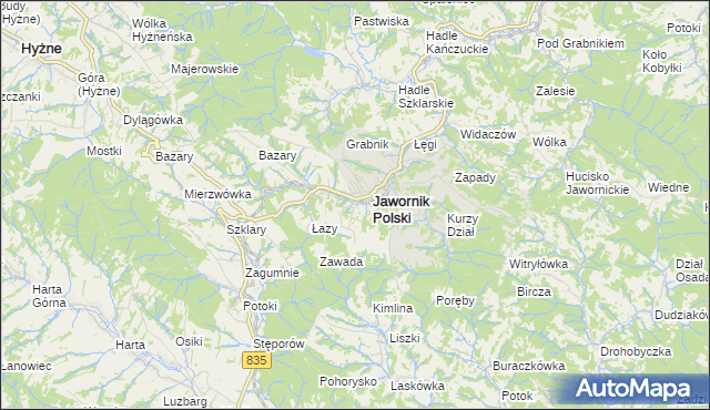 mapa Jawornik-Przedmieście, Jawornik-Przedmieście na mapie Targeo