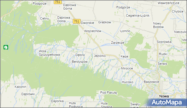 mapa Jeziorko gmina Nowa Słupia, Jeziorko gmina Nowa Słupia na mapie Targeo