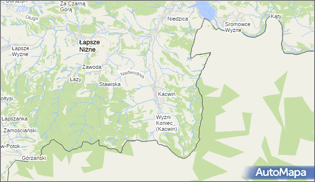 mapa Kacwin, Kacwin na mapie Targeo