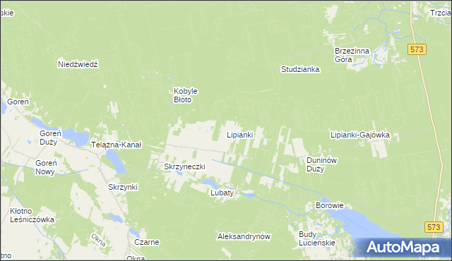 mapa Lipianki gmina Nowy Duninów, Lipianki gmina Nowy Duninów na mapie Targeo