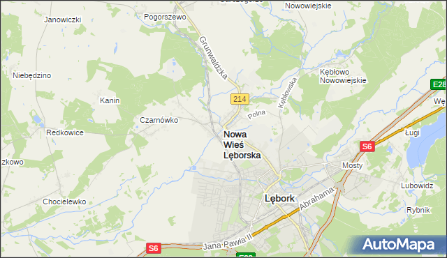 mapa Nowa Wieś Lęborska, Nowa Wieś Lęborska na mapie Targeo