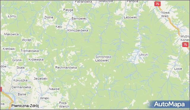 mapa Schronisko Łabowiec, Schronisko Łabowiec na mapie Targeo