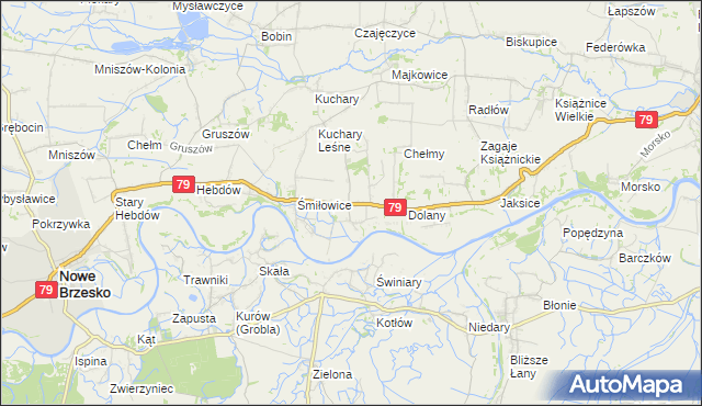 mapa Sierosławice gmina Nowe Brzesko, Sierosławice gmina Nowe Brzesko na mapie Targeo