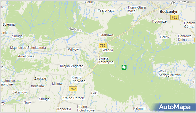 mapa Święta Katarzyna gmina Bodzentyn, Święta Katarzyna gmina Bodzentyn na mapie Targeo