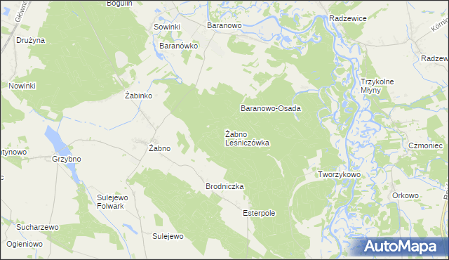 mapa Żabno Leśniczówka, Żabno Leśniczówka na mapie Targeo