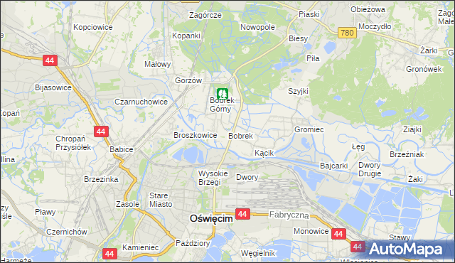 mapa Bobrek gmina Chełmek, Bobrek gmina Chełmek na mapie Targeo