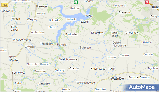 mapa Boleszyn gmina Waśniów, Boleszyn gmina Waśniów na mapie Targeo