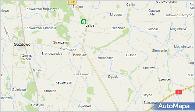 mapa Bombalice, Bombalice na mapie Targeo