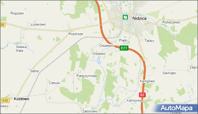 mapa Borowy Młyn gmina Nidzica, Borowy Młyn gmina Nidzica na mapie Targeo