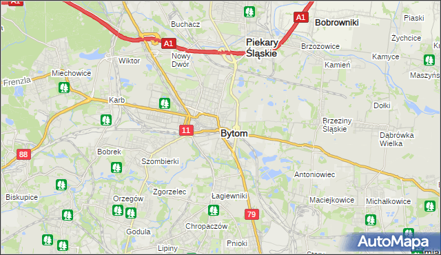 mapa Bytomia, Bytom na mapie Targeo