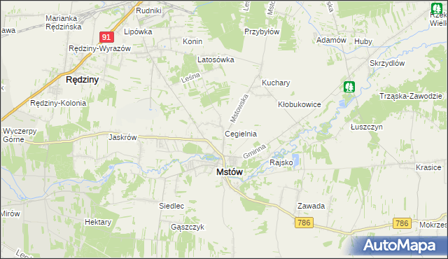 mapa Cegielnia gmina Mstów, Cegielnia gmina Mstów na mapie Targeo