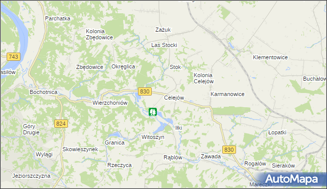 mapa Celejów gmina Wąwolnica, Celejów gmina Wąwolnica na mapie Targeo