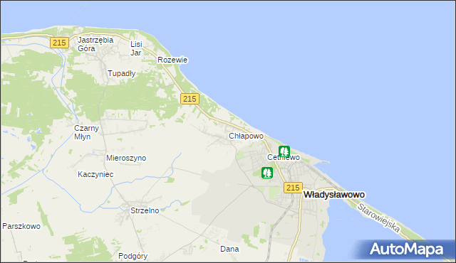 mapa Chłapowo gmina Władysławowo, Chłapowo gmina Władysławowo na mapie Targeo