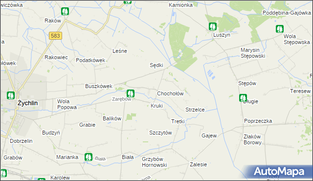 mapa Chochołów gmina Żychlin, Chochołów gmina Żychlin na mapie Targeo